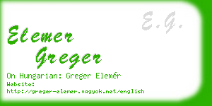 elemer greger business card